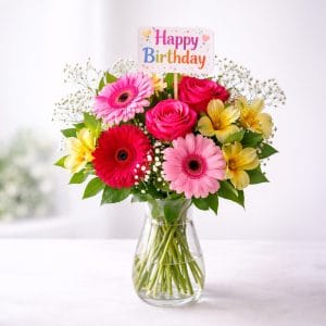 Doğum Günü Neşesi – Renkli Vazolu Aranjman